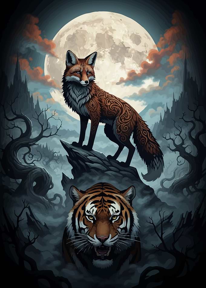 Fox Tiger Moonlight