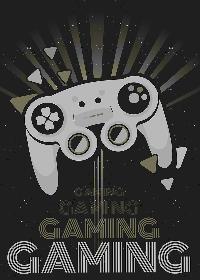 Gaming Controller Art Deco Poster