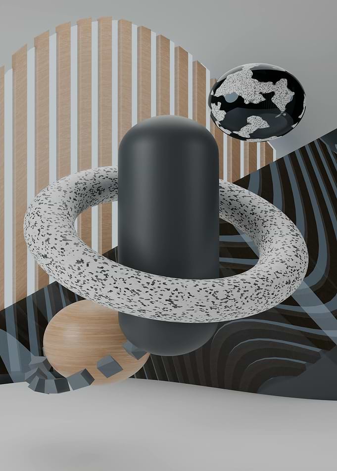 Abstract Geometric Composition with Sphere and Cylinder