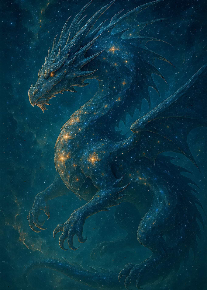 Fantasy Celestial Dragon in Starry Night