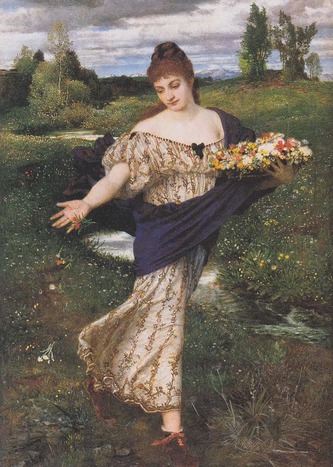 Woman with Flowers in a Meadow