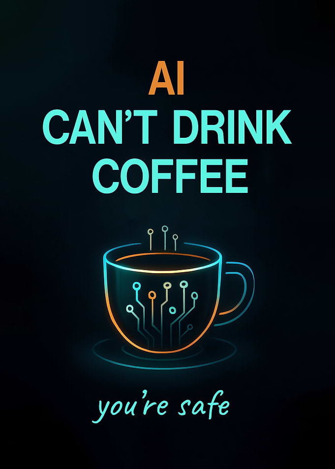 AI Can't Drink Coffee Funny AI Poster