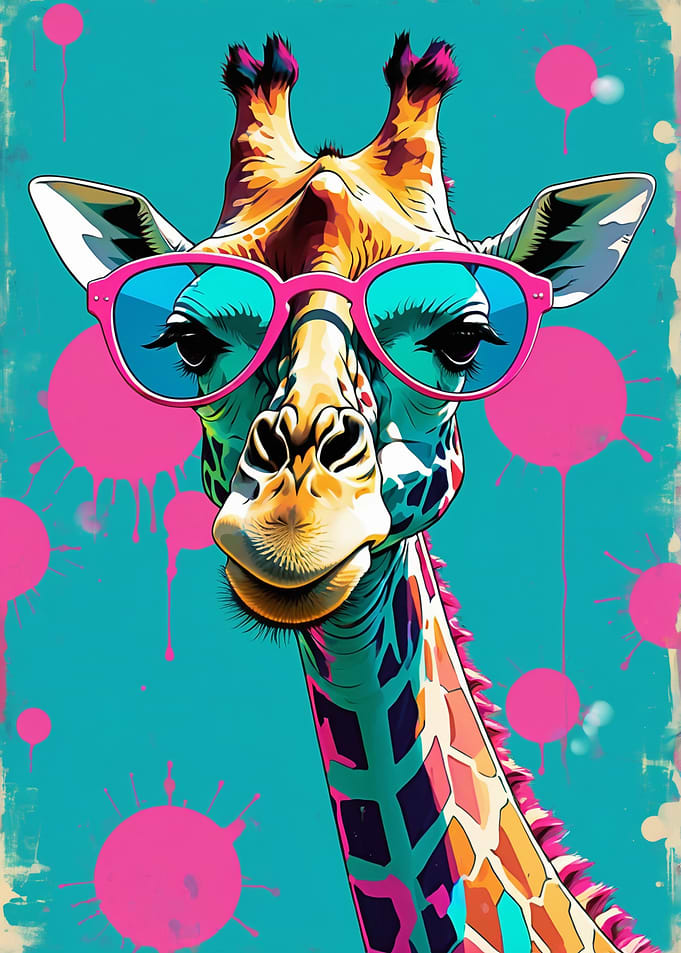 Giraffe with Sunglasses Pop Art