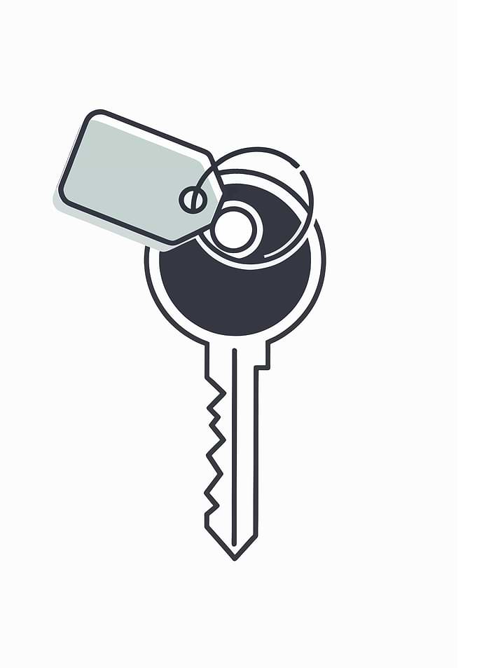 Key with Tag Illustration