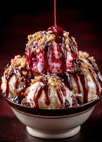 Ice Cream Sundae with Cherry Topping