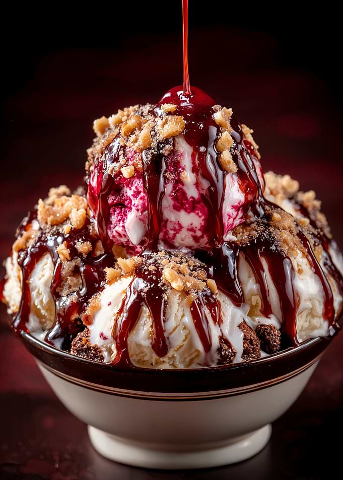 Ice Cream Sundae with Cherry Topping