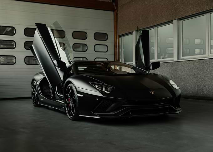 Sleek Black Lamborghini Aventador