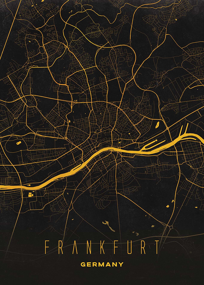 Frankfurt, Germany City Map Artwork - Modern Minimalist Street Map of Frankfurt's Iconic Urban Landscape