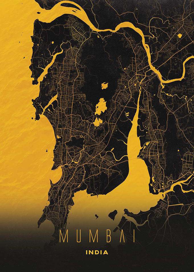 Mumbai, India City Map Artwork - Modern Minimalist Street Map of Mumbai's Iconic Urban Landscape