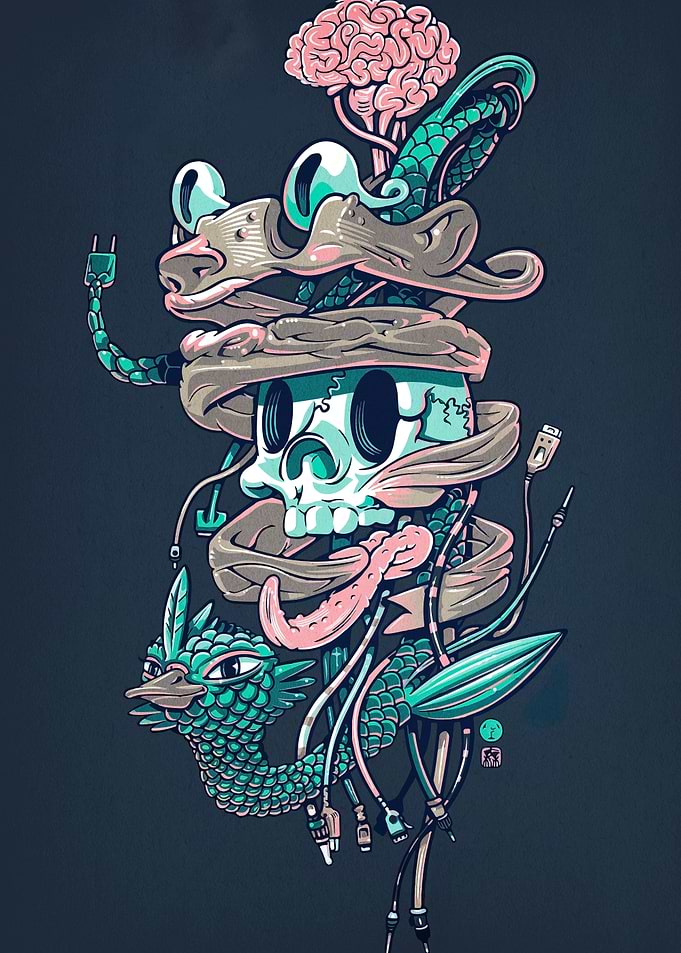 Surreal Stacked Creature Digital Art