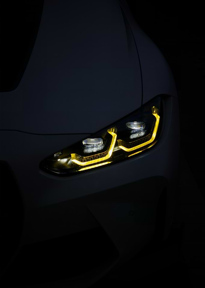 Car headlight detail in the dark