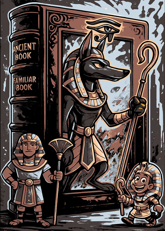 Egyptian Anubis and Pharaoh Cartoon Illustration