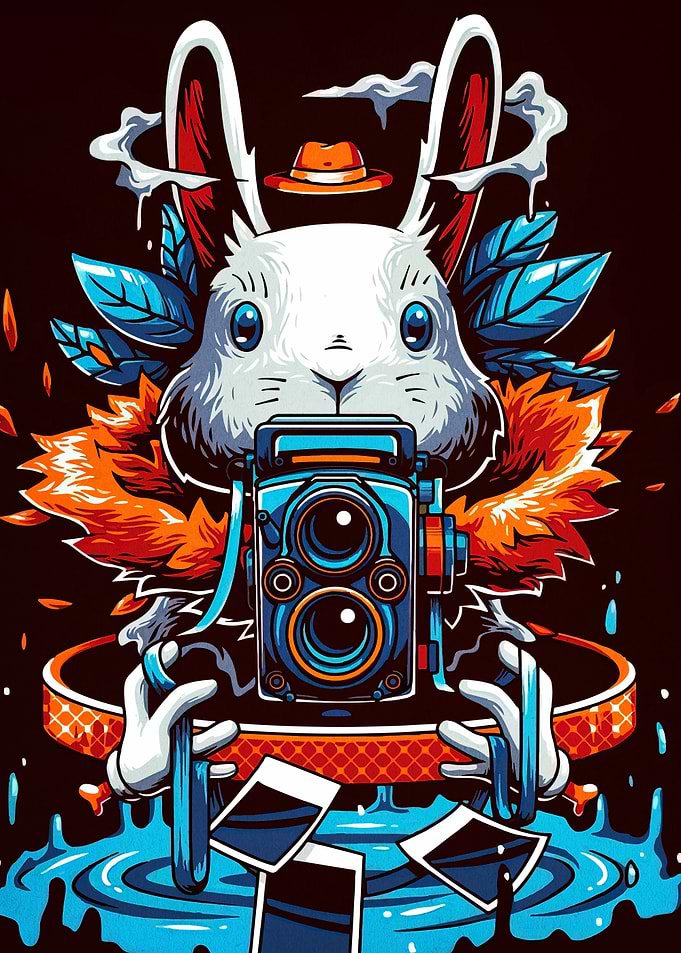 Rabbit Photographer with Vintage Camera