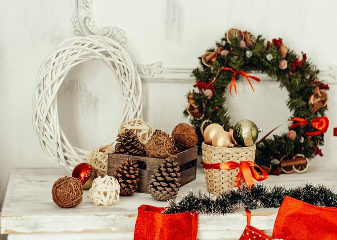 Festive Christmas Decorations Still Life