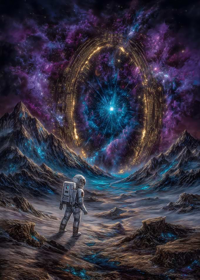 Astronaut Stargazing on Alien Planet