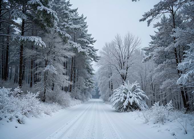 Snowy Forest Road