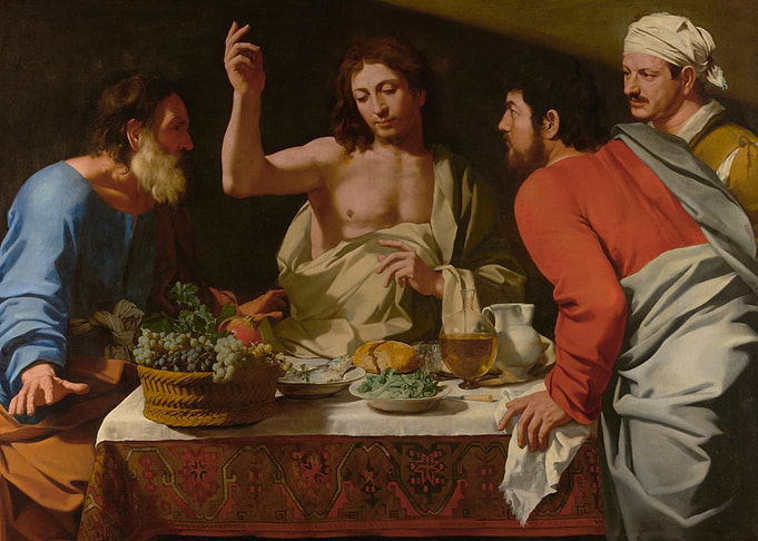 Bartolomeo Cavarozzi – The Supper at Emmaus (ca. 1615–1620) | Italian Baroque Religious Masterpiece