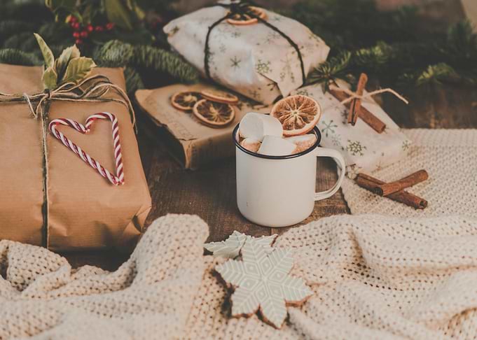 Cozy Christmas Still Life with Gifts