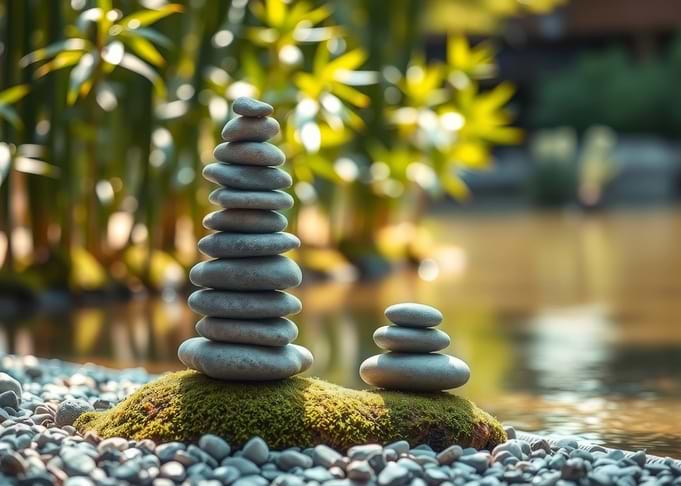 Zen Stone Stacking by the Water