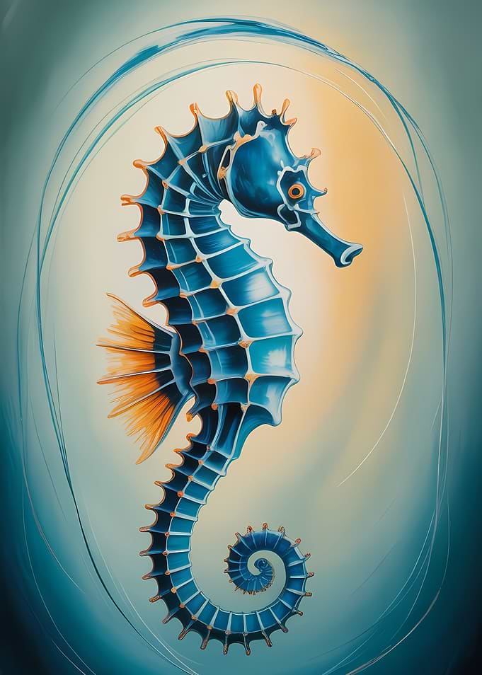 Elegant Blue Seahorse Illustration