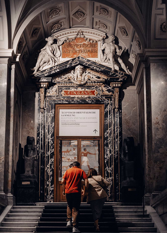 Egyptian Museum Entrance with Visitors
