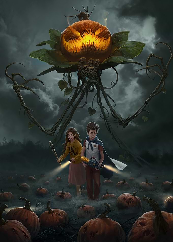Pumpkin Monster Confrontation