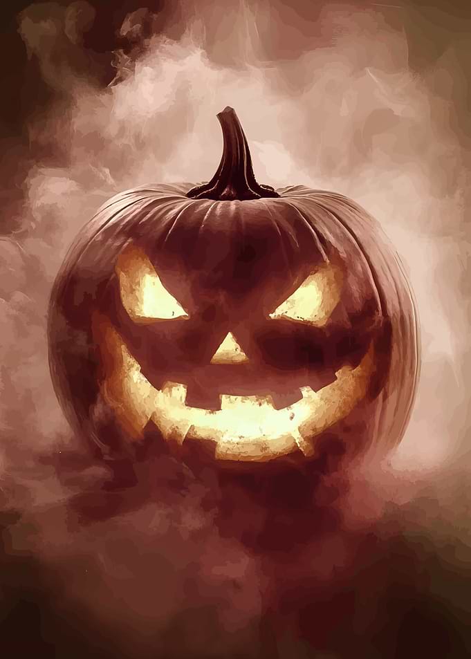 Spooky Halloween Pumpkin with Glowing Face