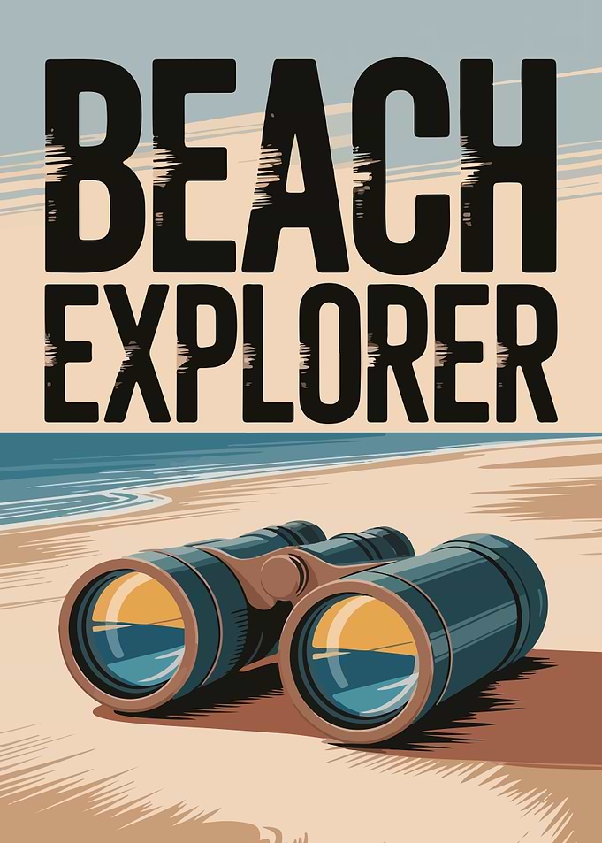 Beach Explorer Binoculars Poster