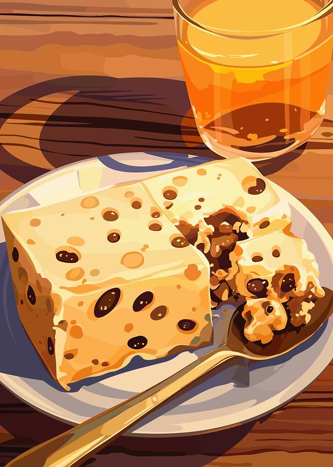 Raisin Bread Pudding with Orange Juice