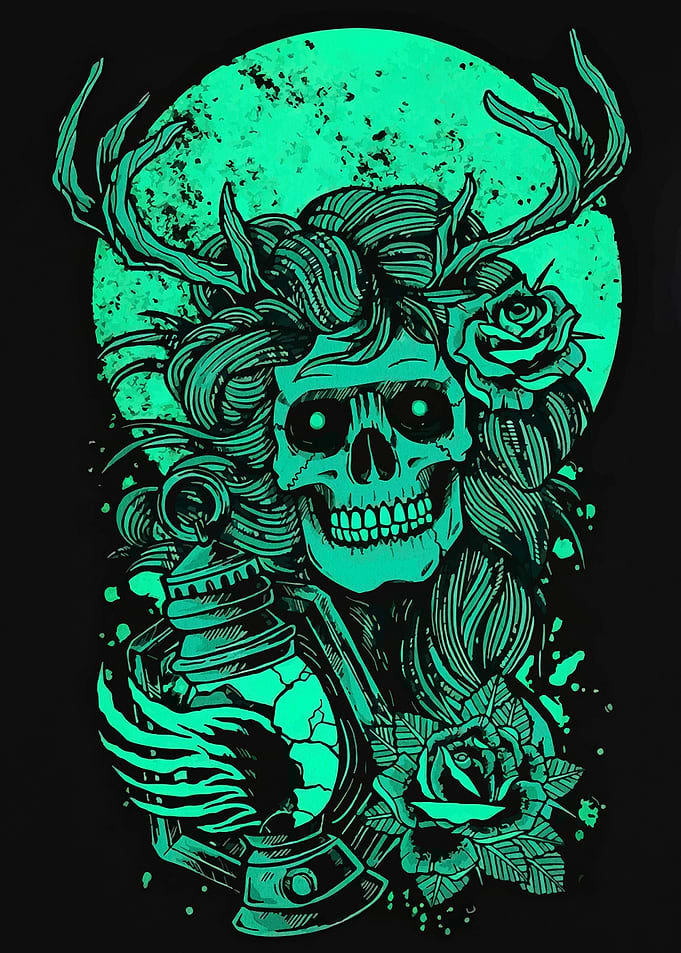 Skull with Antlers and Lantern