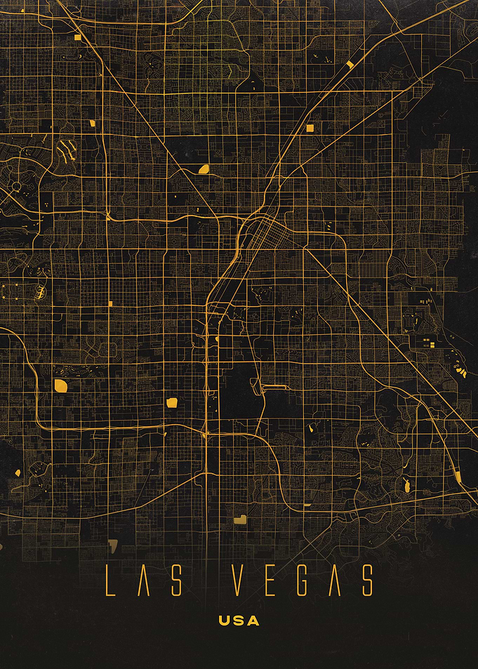 Las Vegas, USA City Map Artwork - Modern Minimalist Street Map of Las Vegas's Iconic Urban Landscape