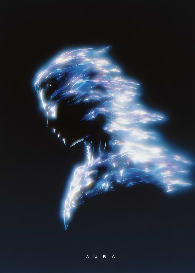 Aura Ethereal Blue Energy Portrait