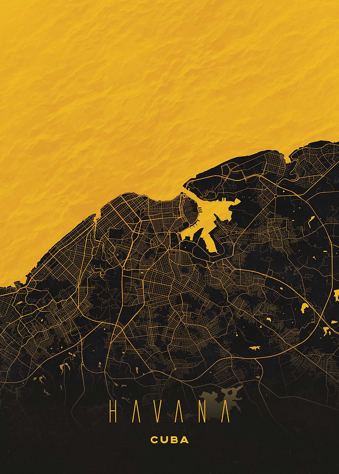 Havana, Cuba City Map Artwork - Modern Minimalist Street Map of Havana's Iconic Urban Landscape