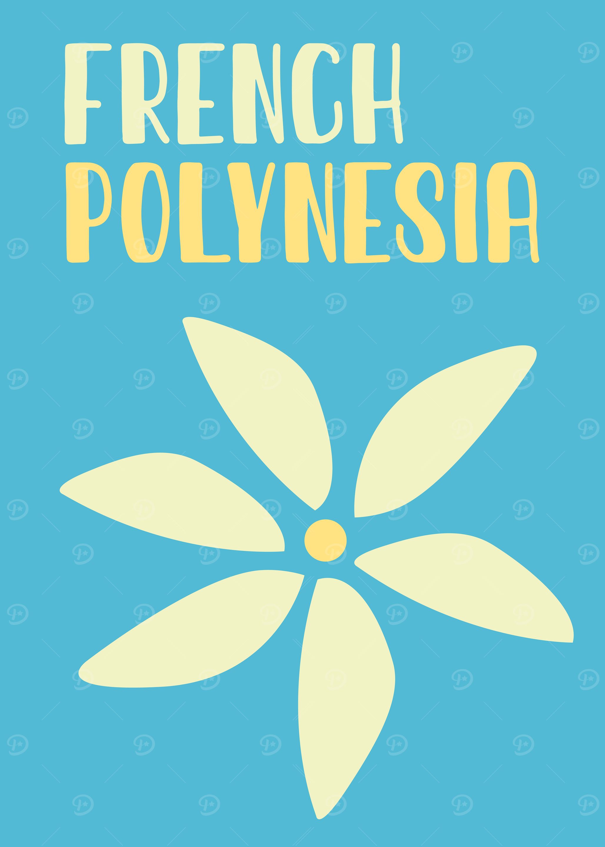 French Polynesia Flower Preppy Travel Poster