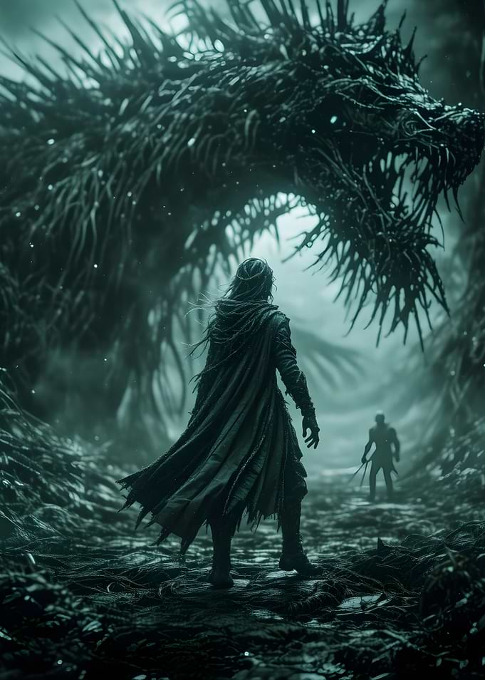 Dark Fantasy Encounter with Dragon