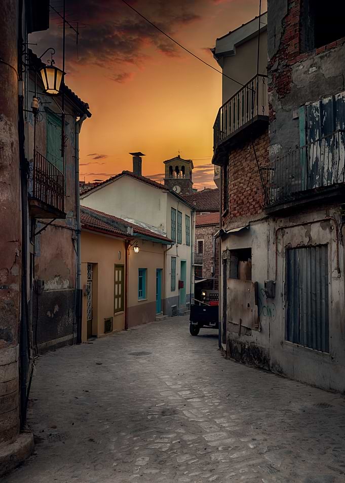 Narrow street in old European town
