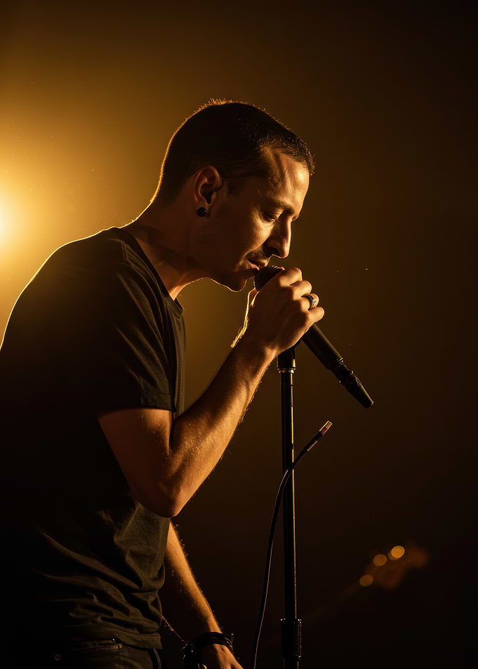 Chester Bennington singing on stage
