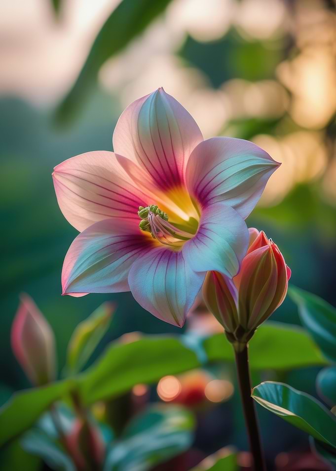 Elegant Pink and White Lily Blossom