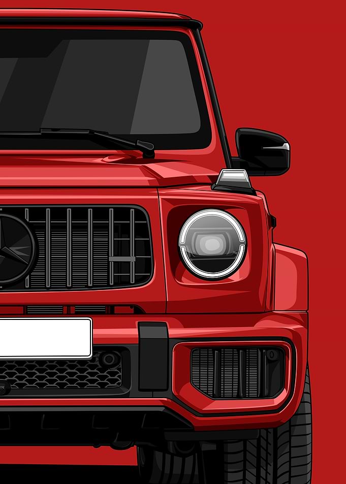 Red Mercedes G-class Car Illustration