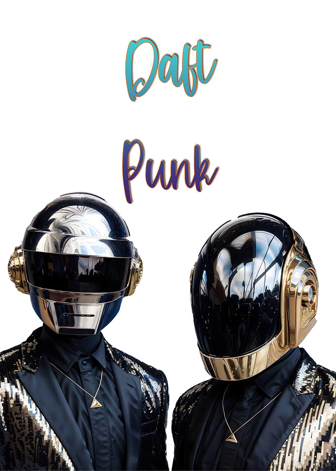 Daft Punk Duo in Helmets and Suits