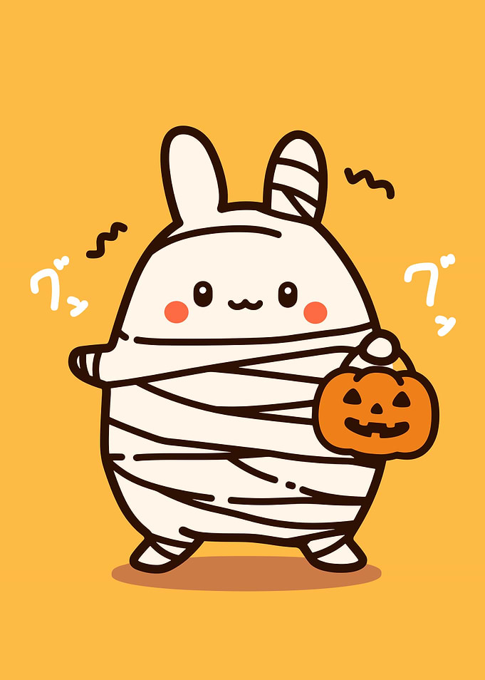 Cute Bunny Mummy with Pumpkin