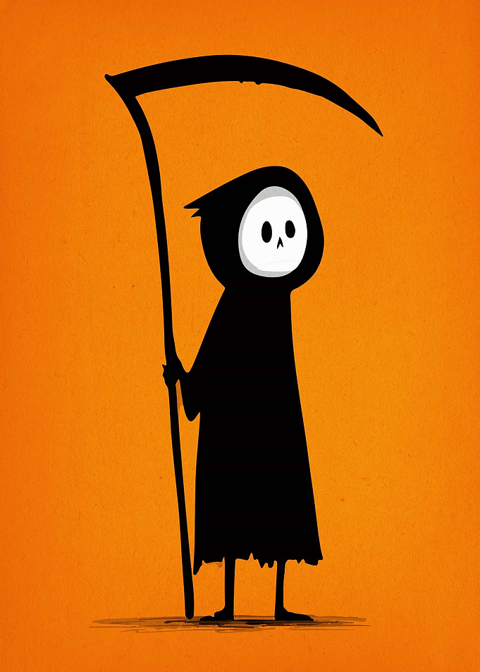 Cartoon Grim Reaper with Scythe