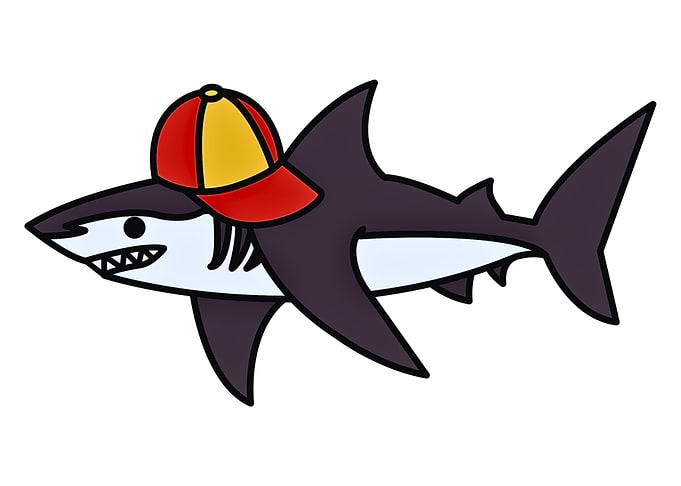 Cartoon Shark with Hat Illustration