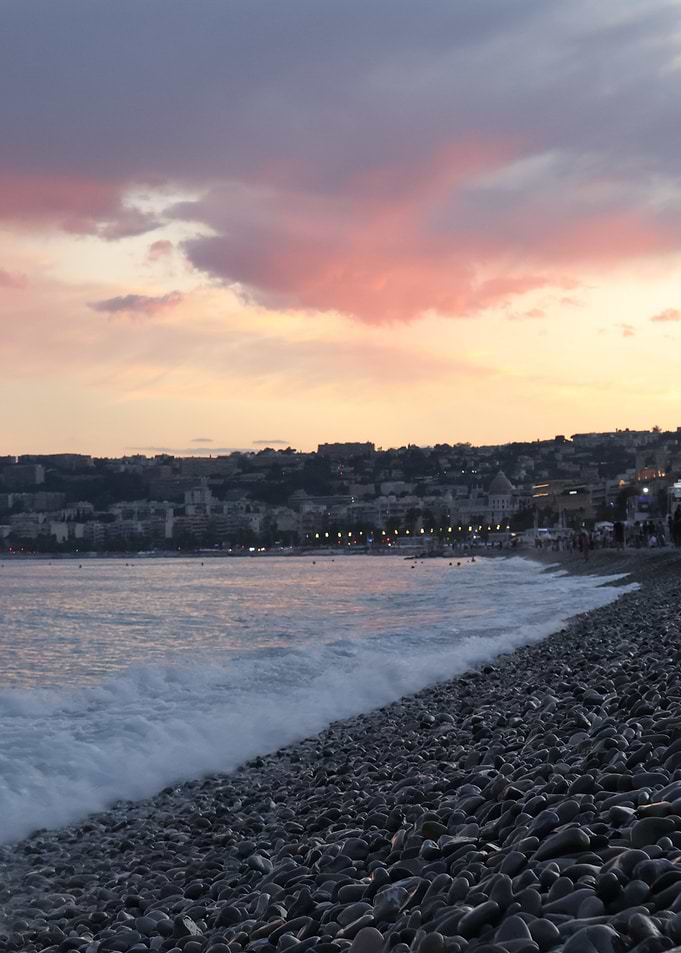 Nice, France: Beach at Sunset