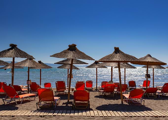 Beach Umbrellas and Chairs, Greek Island