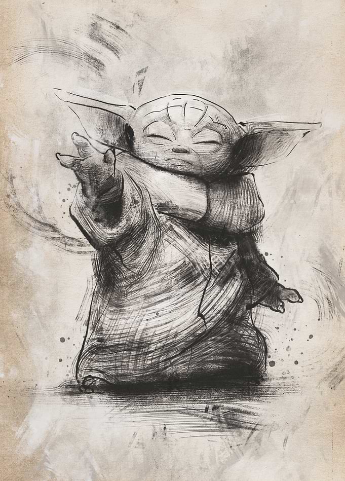 Grogu's Forceful Concentration Sketch