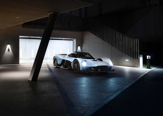 aston martin valkyrie in garage