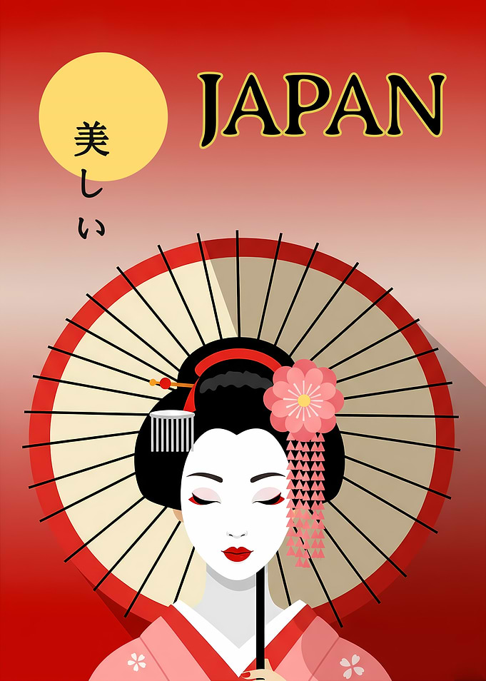 Japanese Geisha with Umbrella
