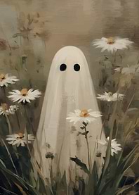 Ghost in a field of daisies