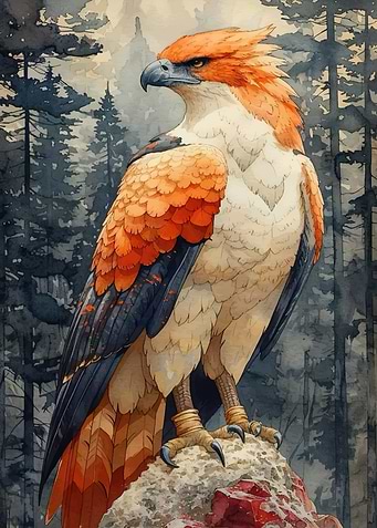 Watercolor Eagle in Forest